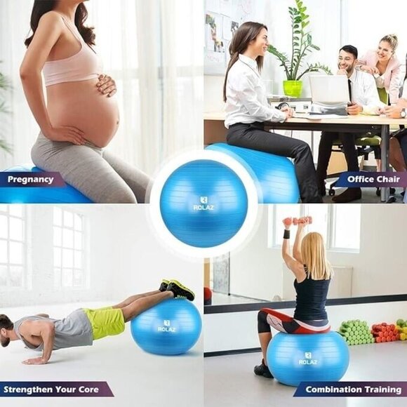 Rolaz Unbreakable Exercise Ball Yoga Stability Fitness Workout Medium Gray 55cm - Picture 6 of 11